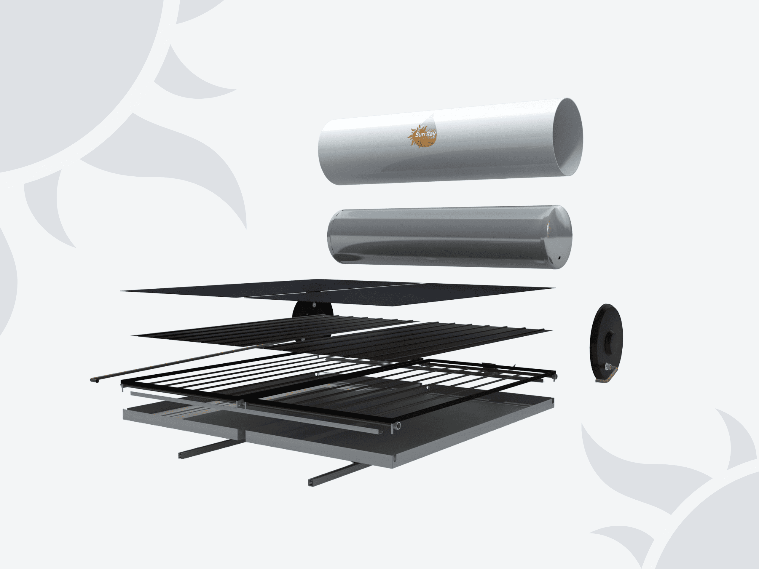 Chauffe-eau solaire Sun Ray en vue éclatée